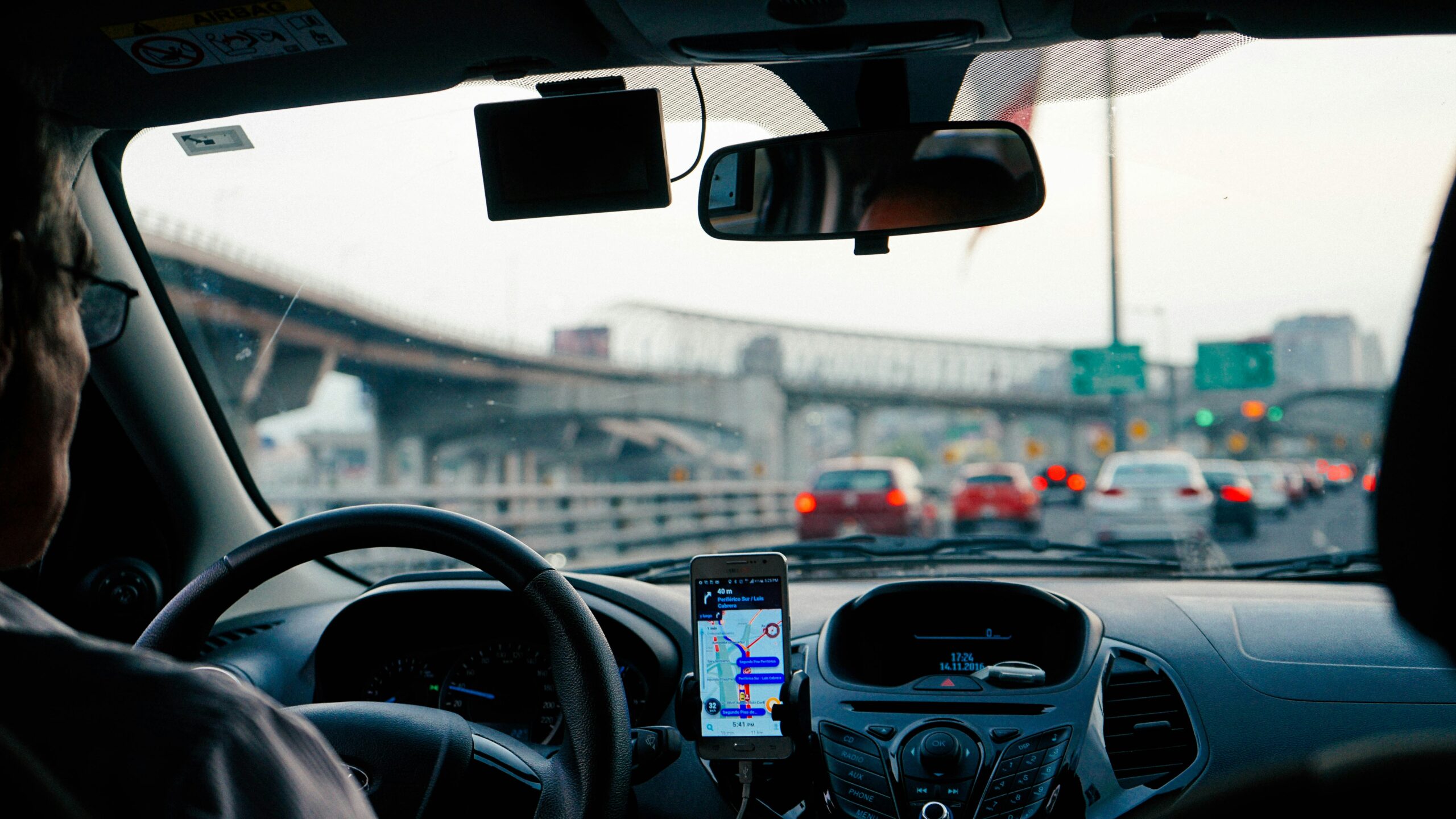 GPS navigation showing route for a North Charleston Taxi ride
